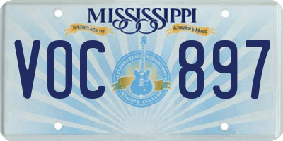 MS license plate VOC897