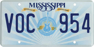 MS license plate VOC954