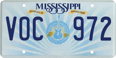 MS license plate VOC972