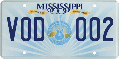MS license plate VOD002