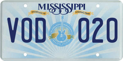 MS license plate VOD020