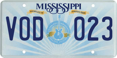 MS license plate VOD023