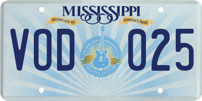 MS license plate VOD025