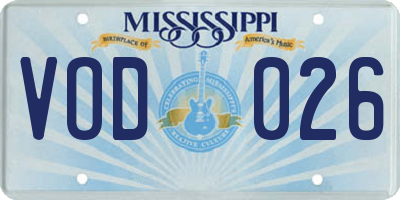 MS license plate VOD026