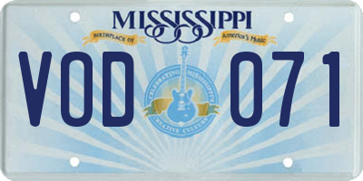 MS license plate VOD071