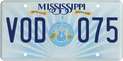 MS license plate VOD075