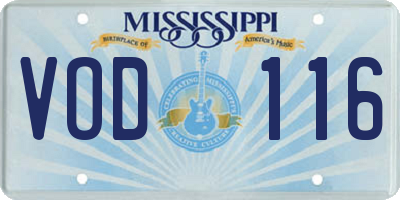 MS license plate VOD116