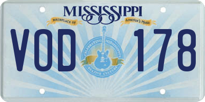 MS license plate VOD178