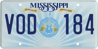 MS license plate VOD184
