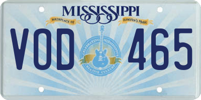 MS license plate VOD465