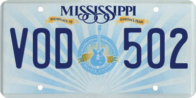 MS license plate VOD502