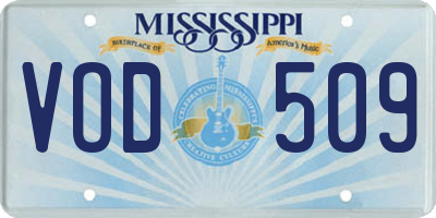 MS license plate VOD509