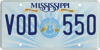 MS license plate VOD550