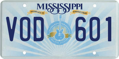 MS license plate VOD601