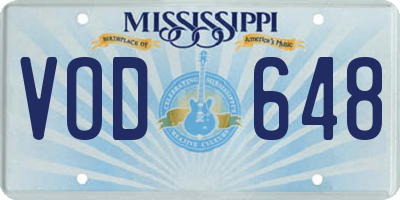 MS license plate VOD648