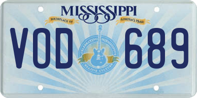 MS license plate VOD689