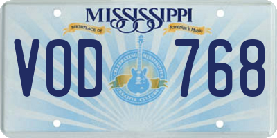 MS license plate VOD768