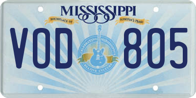 MS license plate VOD805