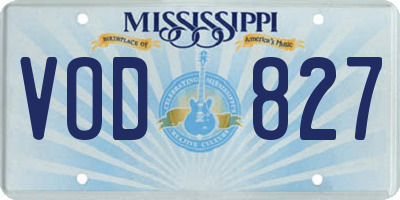 MS license plate VOD827