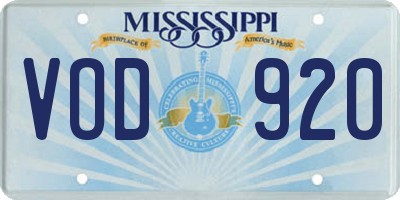 MS license plate VOD920