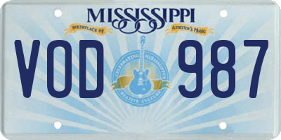 MS license plate VOD987