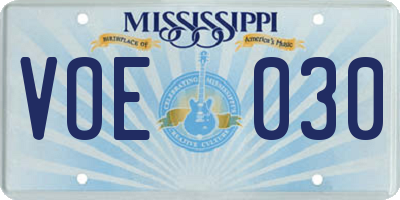 MS license plate VOE030