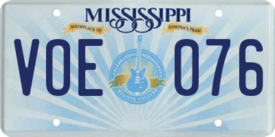 MS license plate VOE076