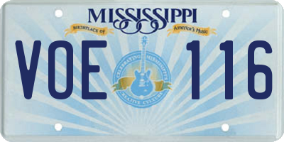 MS license plate VOE116