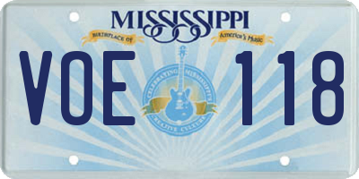 MS license plate VOE118