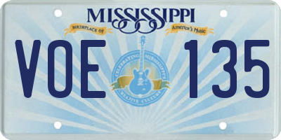 MS license plate VOE135