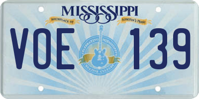 MS license plate VOE139
