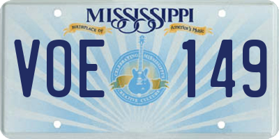 MS license plate VOE149