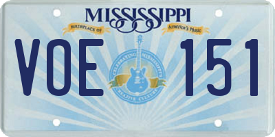 MS license plate VOE151