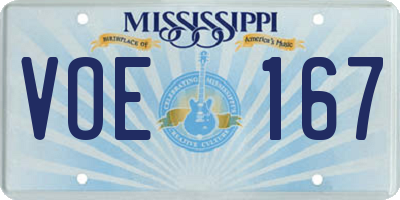 MS license plate VOE167