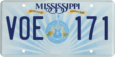 MS license plate VOE171