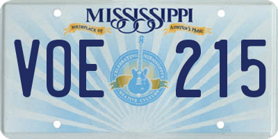 MS license plate VOE215