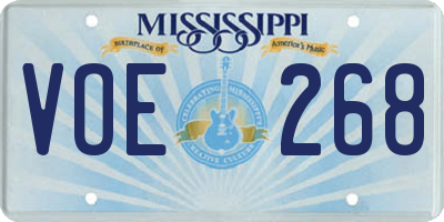 MS license plate VOE268