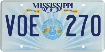 MS license plate VOE270