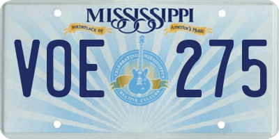 MS license plate VOE275
