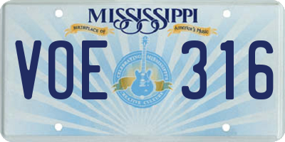 MS license plate VOE316