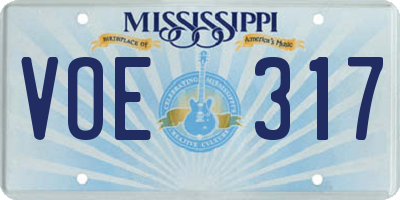 MS license plate VOE317