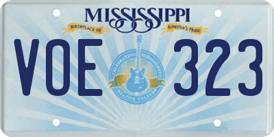 MS license plate VOE323