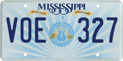 MS license plate VOE327