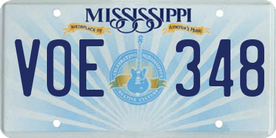 MS license plate VOE348