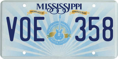 MS license plate VOE358