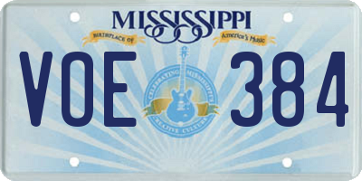 MS license plate VOE384