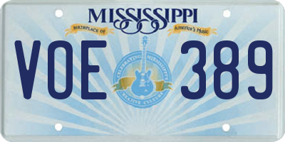 MS license plate VOE389