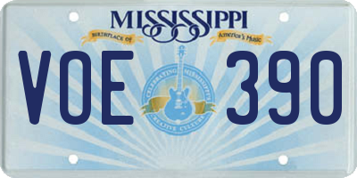 MS license plate VOE390