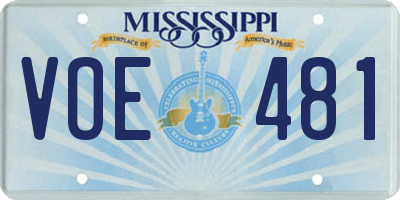 MS license plate VOE481