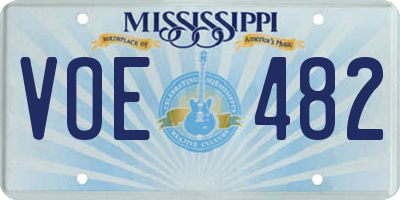 MS license plate VOE482